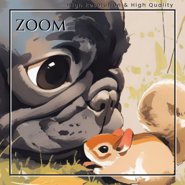 【栗鼠犬戯舞 - ブラック・黒フレンチブルドッグ犬 No.5】リス・紅葉・秋・子犬・ペットロス・うちの子記念日・アートポスター・犬の絵・犬のイラスト