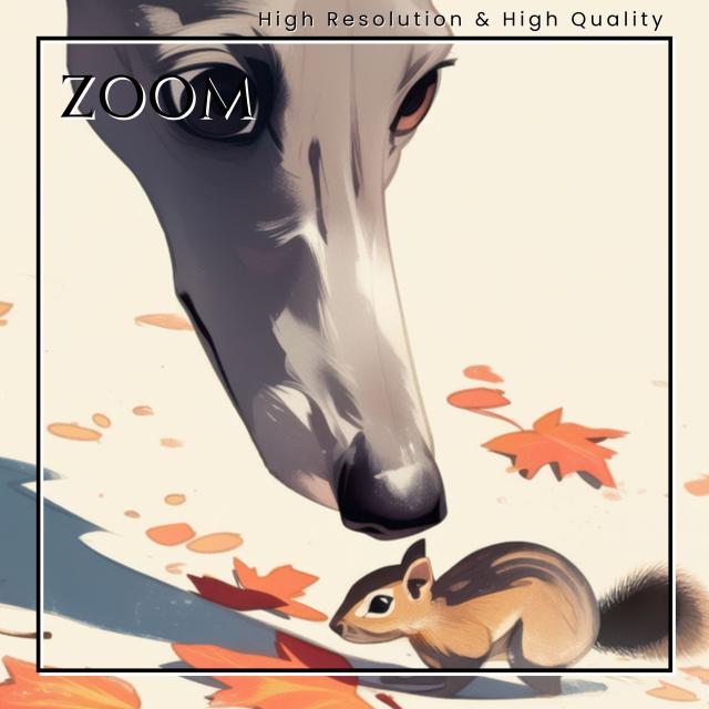 【栗鼠犬戯舞 - イタグレ・イタリアングレーハウンド犬 No.2】リス・紅葉・秋・子犬・ペットロス・うちの子記念日・アートポスター・犬の絵・犬のイラスト