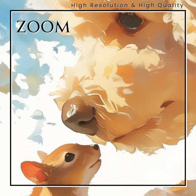 【栗鼠犬戯舞 - トイプードル犬 No.5】リス・紅葉・秋・子犬・ペットロス・うちの子記念日・アートポスター・犬の絵・犬のイラスト