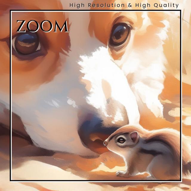 【栗鼠犬戯舞 - ウェルシュ・コーギー犬 No.1】リス・紅葉・秋・子犬・ペットロス・うちの子記念日・アートポスター・犬の絵・犬のイラスト 7,252円