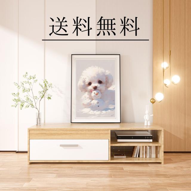 【雪犬戯舞 - ビションフリーゼ犬 No.2】クリスマス・冬・雪だるま・子犬・ペットロス・うちの子・記念日・アートポスター・犬の絵・犬のイラスト・ギフト・プレゼント_3