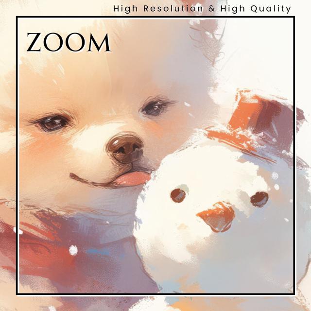 【雪犬戯舞 - ポメチワ犬 No.1】クリスマス・冬・雪だるま・子犬・ペットロス・うちの子・記念日・アートポスター・犬の絵・犬のイラスト・ギフト・プレゼント
