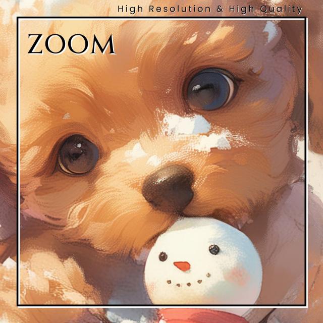 【雪犬戯舞 - トイプードル犬 No.6】クリスマス・冬・雪だるま・子犬・ペットロス・うちの子・記念日・アートポスター・犬の絵・犬のイラスト・ギフト・プレゼント