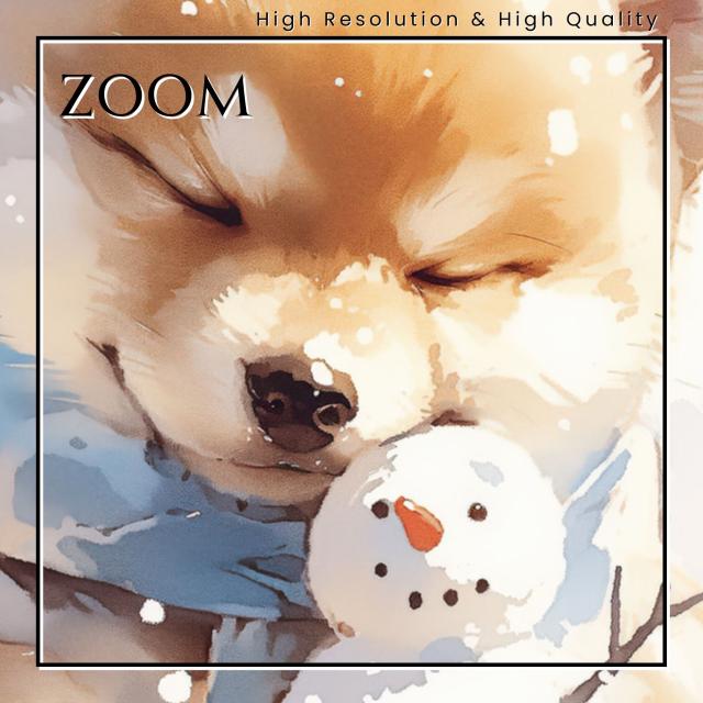 【雪犬戯舞 - 柴犬・豆柴犬 No.3】クリスマス・冬・雪だるま・子犬・ペットロス・うちの子・記念日・アートポスター・犬の絵・犬のイラスト・ギフト・プレゼント