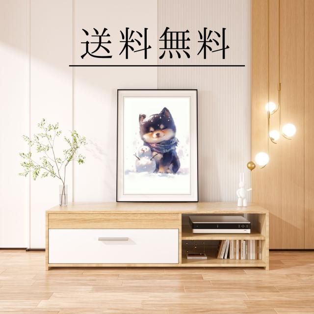 【雪犬戯舞 - 黒柴犬・豆柴犬 No.5】クリスマス・冬・雪だるま・子犬・ペットロス・うちの子・記念日・アートポスター・犬の絵・犬のイラスト・ギフト・プレゼント_3