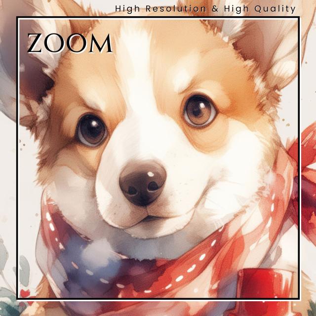 【雪犬戯舞 - ウェルシュコーギー犬 No.2】クリスマス・冬・雪だるま・子犬・ペットロス・うちの子・記念日・アートポスター・犬の絵・犬のイラスト・ギフト・プレゼント 7,840円