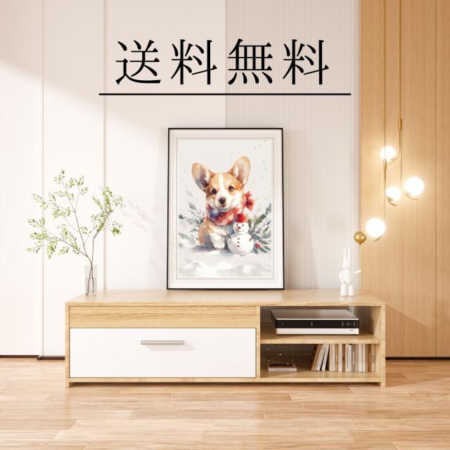【雪犬戯舞 - ウェルシュコーギー犬 No.2】クリスマス・冬・雪だるま・子犬・ペットロス・うちの子・記念日・アートポスター・犬の絵・犬のイラスト・ギフト・プレゼント_3