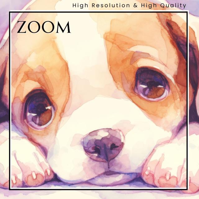 【The Starry Dog（星降る犬） - ビーグル犬の子犬 No.1】星・スター・水彩画・ペットロス・かわいい・子犬・アートポスター・犬の絵・犬の絵画・犬のイラスト