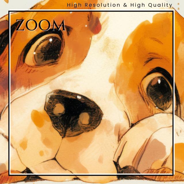 【The Starry Dog（星降る犬） - ビーグル犬の子犬 No.2】星・スター・水彩画・ペットロス・かわいい・子犬・アートポスター・犬の絵・犬の絵画・犬のイラスト