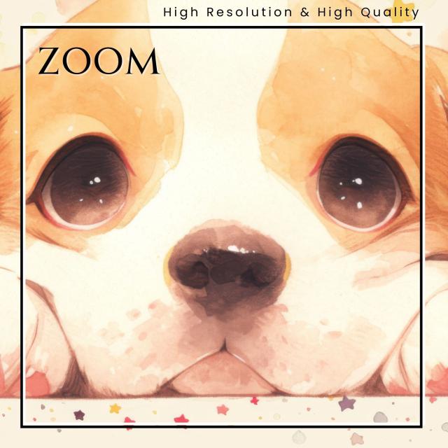 【The Starry Dog（星降る犬） - ビーグル犬の子犬 No.3】星・スター・水彩画・ペットロス・かわいい・子犬・アートポスター・犬の絵・犬の絵画・犬のイラスト