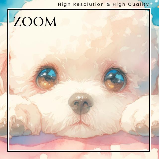 【The Starry Dog（星降る犬） - ビションフリーゼ犬の子犬 No.1】星・スター・水彩画・ペットロス・かわいい・子犬・アートポスター・犬の絵・犬の絵画・犬のイラスト