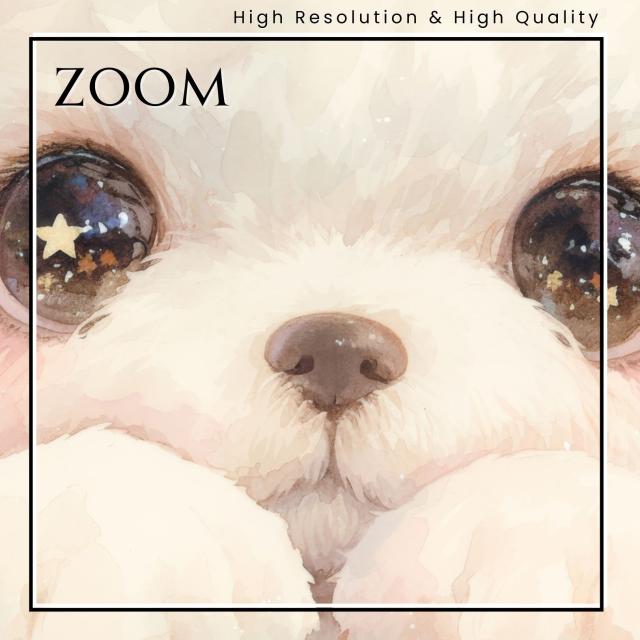 【The Starry Dog（星降る犬） - ビションフリーゼ犬の子犬 No.2】星・スター・水彩画・ペットロス・かわいい・子犬・アートポスター・犬の絵・犬の絵画・犬のイラスト