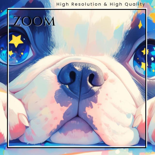 【The Starry Dog（星降る犬） - ボストンテリア犬の子犬 No.3】星・スター・水彩画・ペットロス・かわいい・子犬・アートポスター・犬の絵・犬の絵画・犬のイラスト
