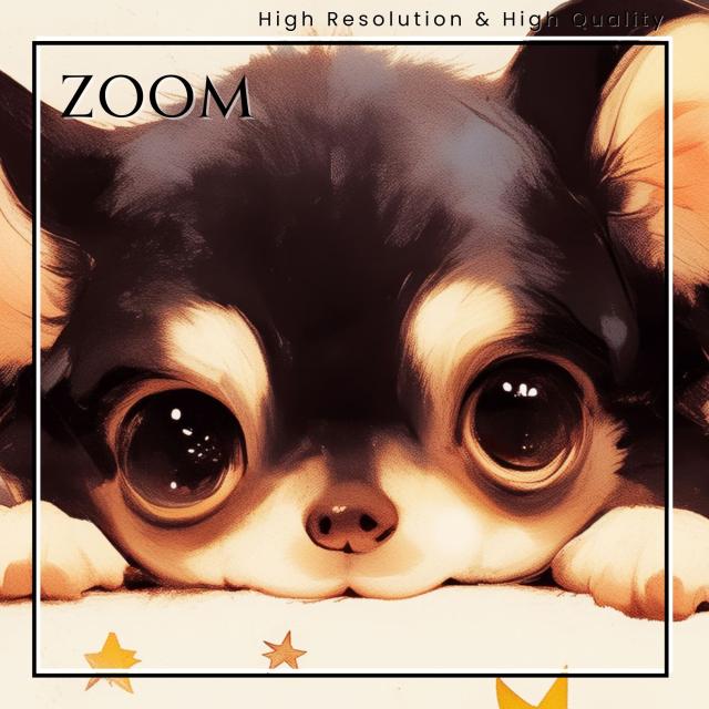 【The Starry Dog（星降る犬） - チワワ犬の子犬 No.9】星・スター・水彩画・ペットロス・かわいい・子犬・アートポスター・犬の絵・犬の絵画・犬のイラスト