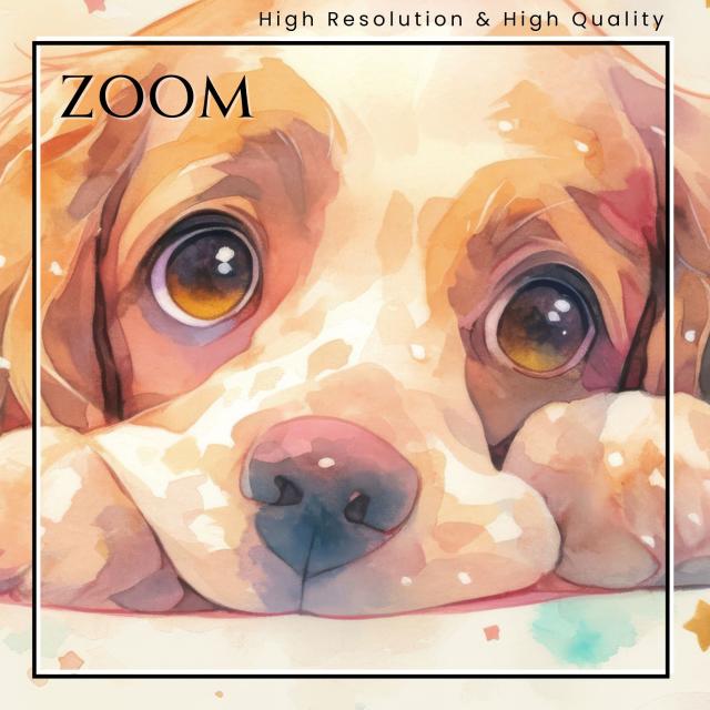 【The Starry Dog（星降る犬） - コッカー・スパニエル犬の子犬 No.2】星・スター・水彩画・ペットロス・かわいい・子犬・アートポスター・犬の絵・犬の絵画・犬のイラスト