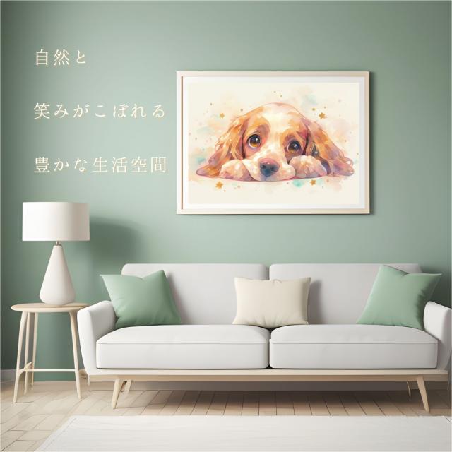 【The Starry Dog（星降る犬） - コッカー・スパニエル犬の子犬 No.2】星・スター・水彩画・ペットロス・かわいい・子犬・アートポスター・犬の絵・犬の絵画・犬のイラスト_4