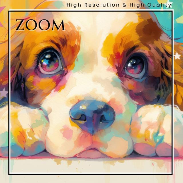 【The Starry Dog（星降る犬） - コッカー・スパニエル犬の子犬 No.3】星・スター・水彩画・ペットロス・かわいい・子犬・アートポスター・犬の絵・犬の絵画・犬のイラスト