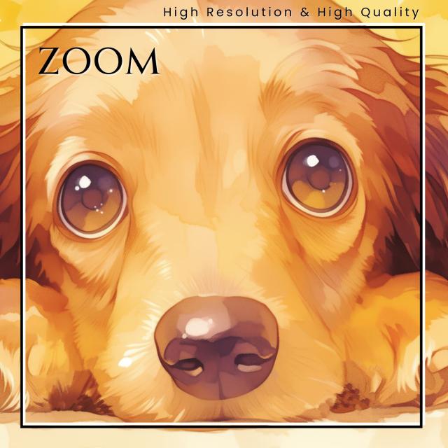 【The Starry Dog（星降る犬） - ダックスフンド犬の子犬 No.1】星・スター・水彩画・ペットロス・かわいい・子犬・アートポスター・犬の絵・犬の絵画・犬のイラスト