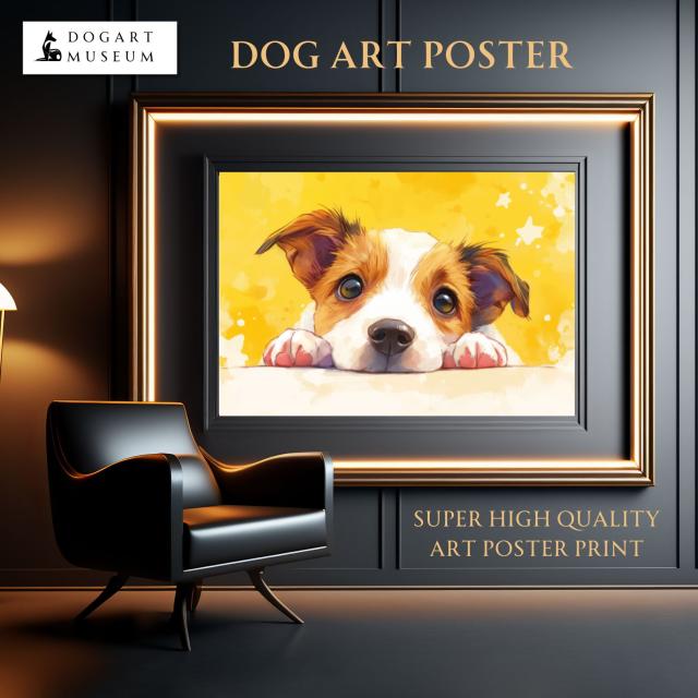 【The Starry Dog（星降る犬） - ジャックラッセルテリア犬の子犬 No.2】星・スター・水彩画・ペットロス・かわいい・子犬・アートポスター・犬の絵・犬の絵画・犬のイラスト_1