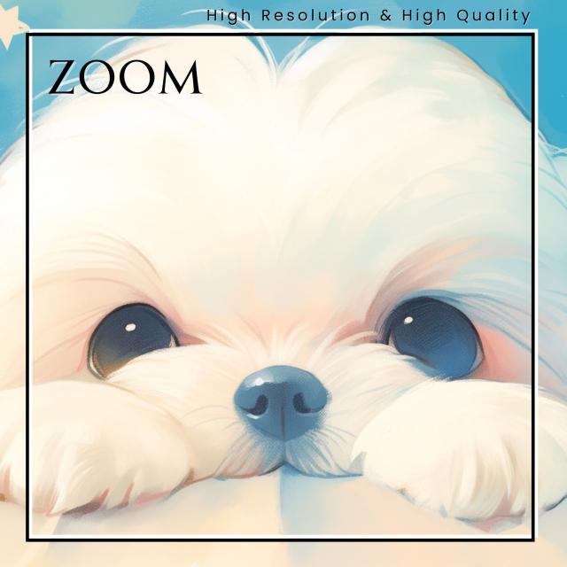 【The Starry Dog（星降る犬） - マルチーズ犬の子犬 No.3】星・スター・水彩画・ペットロス・かわいい・子犬・アートポスター・犬の絵・犬の絵画・犬のイラスト