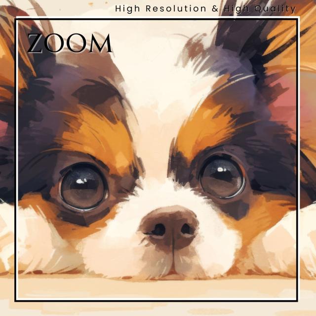 【The Starry Dog（星降る犬） - パピヨン犬の子犬 No.3】星・スター・水彩画・ペットロス・かわいい・子犬・アートポスター・犬の絵・犬の絵画・犬のイラスト