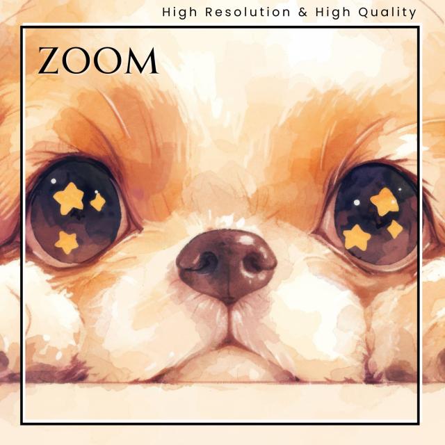 【The Starry Dog（星降る犬） - ペキニーズ犬の子犬 No.1】星・スター・水彩画・ペットロス・かわいい・子犬・アートポスター・犬の絵・犬の絵画・犬のイラスト