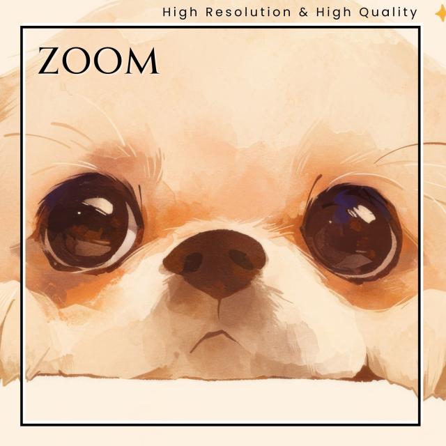 【The Starry Dog（星降る犬） - ペキニーズ犬の子犬 No.3】星・スター・水彩画・ペットロス・かわいい・子犬・アートポスター・犬の絵・犬の絵画・犬のイラスト