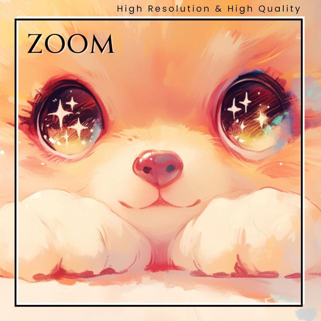 【The Starry Dog（星降る犬） - ポメラニアン犬の子犬 No.2】星・スター・水彩画・ペットロス・かわいい・子犬・アートポスター・犬の絵・犬の絵画・犬のイラスト