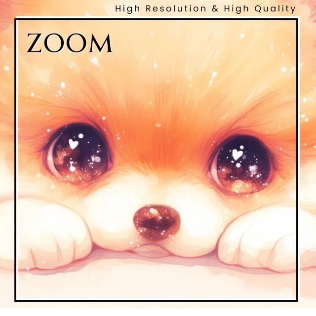 【The Starry Dog（星降る犬） - ポメラニアン犬の子犬 No.3】星・スター・水彩画・ペットロス・かわいい・子犬・アートポスター・犬の絵・犬の絵画・犬のイラスト