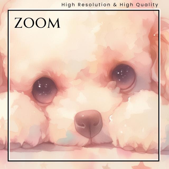 【The Starry Dog（星降る犬） - トイプードル犬の子犬 No.4】星・スター・水彩画・ペットロス・かわいい・子犬・アートポスター・犬の絵・犬の絵画・犬のイラスト