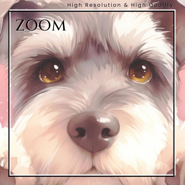 【The Starry Dog（星降る犬） - シュナウザー犬の子犬 No.3】星・スター・水彩画・ペットロス・かわいい・子犬・アートポスター・犬の絵・犬の絵画・犬のイラスト