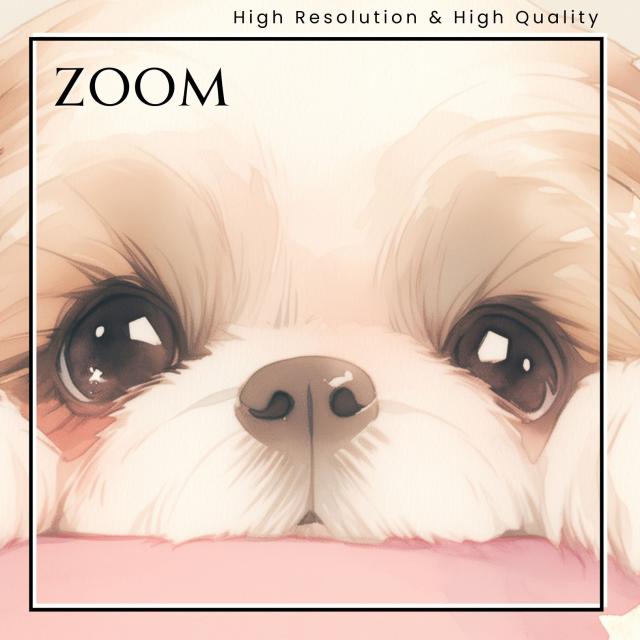 【The Starry Dog（星降る犬） - シーズー犬の子犬 No.3】星・スター・水彩画・ペットロス・かわいい・子犬・アートポスター・犬の絵・犬の絵画・犬のイラスト