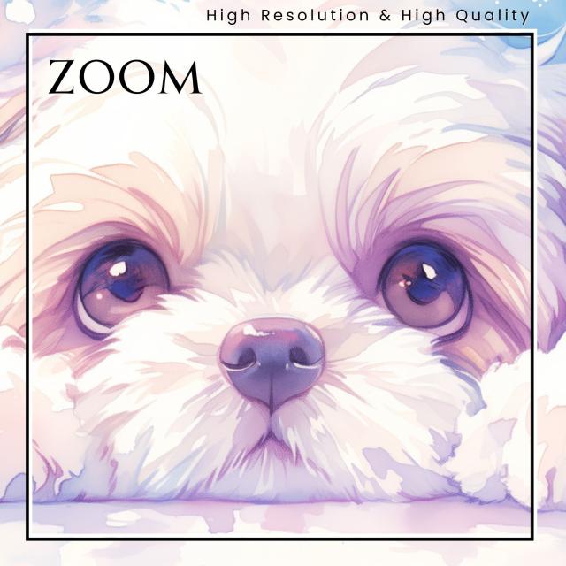 【The Starry Dog（星降る犬） - シーズー犬の子犬 No.5】星・スター・水彩画・ペットロス・かわいい・子犬・アートポスター・犬の絵・犬の絵画・犬のイラスト