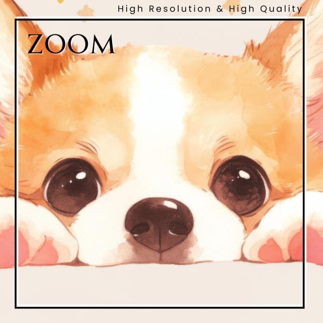 【The Starry Dog（星降る犬） - ウェルシュ・コーギーの子犬 No.1】星・スター・水彩画・ペットロス・かわいい・子犬・アートポスター・犬の絵・犬の絵画・犬のイラスト