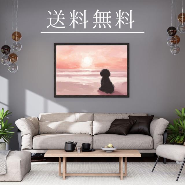 【サマーバケーション - トイプードル犬 No.8】日の出・夕日・朝日・ビーチ・サンセット・夏・海・うちの子記念日・ペットロス・アートポスター・犬の絵・犬のイラスト_2