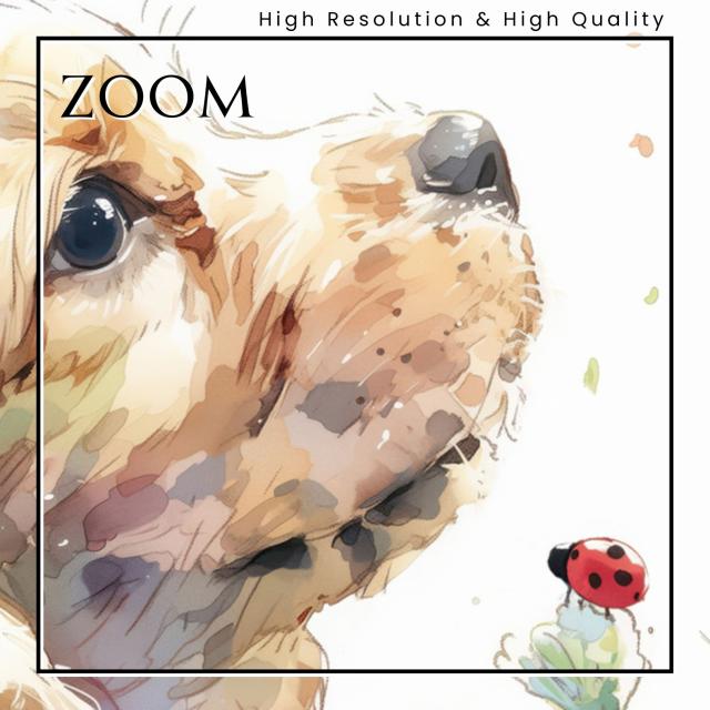 【天犬戯舞 - アメコカ・アメリカンコッカースパニエル犬の子犬 No.1】夏・テントウムシ・子犬・うちの子記念日・ペットロス・アートポスター・犬の絵・犬のイラスト