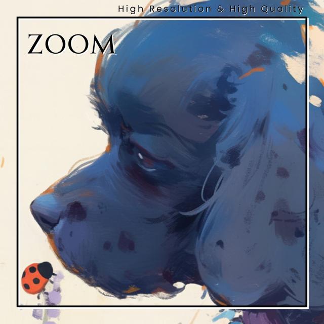 【天犬戯舞 - 黒・ブラック・アメコカ・アメリカンコッカースパニエル犬の子犬 No.6】夏・テントウムシ・子犬・うちの子記念日・ペットロス・アートポスター・犬の絵・犬のイラスト