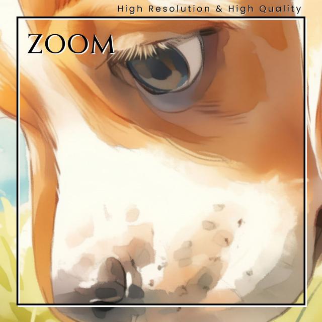【天犬戯舞 - ビーグル犬の子犬 No.1】夏・テントウムシ・子犬・うちの子記念日・ペットロス・アートポスター・犬の絵・犬のイラスト