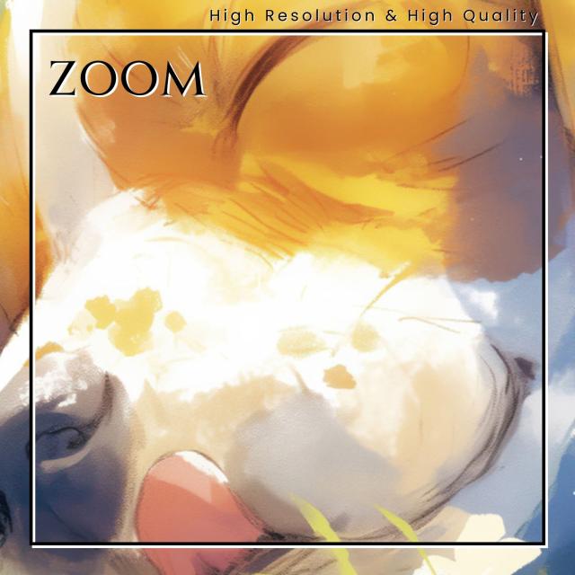 【天犬戯舞 - ビーグル犬の子犬 No.2】夏・テントウムシ・子犬・うちの子記念日・ペットロス・アートポスター・犬の絵・犬のイラスト