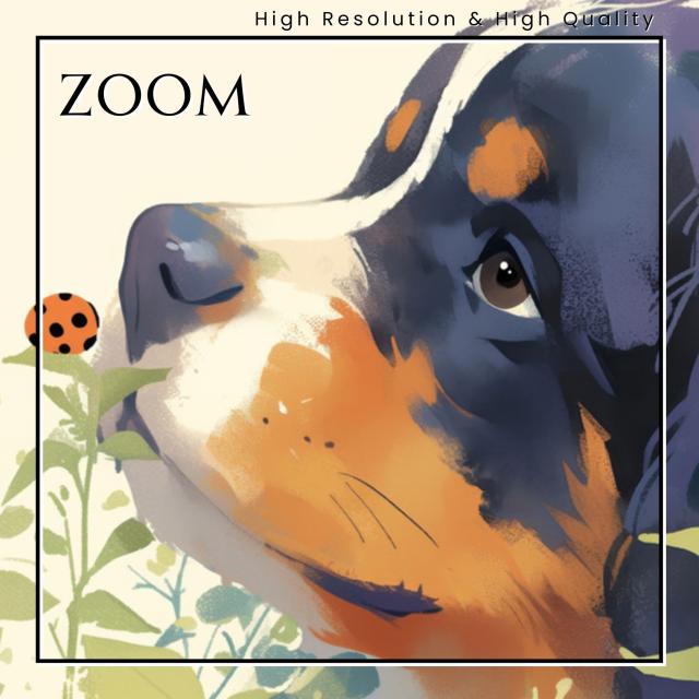 【天犬戯舞 - バーニーズマウンテン犬の子犬 No.1】夏・テントウムシ・子犬・うちの子記念日・ペットロス・アートポスター・犬の絵・犬のイラスト