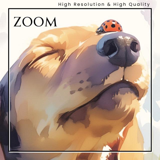 【天犬戯舞 - ダックスフンド犬の子犬 No.1】夏・テントウムシ・子犬・うちの子記念日・ペットロス・アートポスター・犬の絵・犬のイラスト