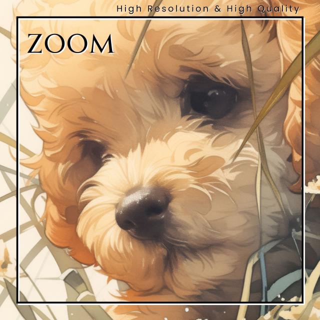 【天犬戯舞 - トイプードル犬の子犬 No.10】夏・テントウムシ・子犬・うちの子記念日・ペットロス・アートポスター・犬の絵・犬のイラスト