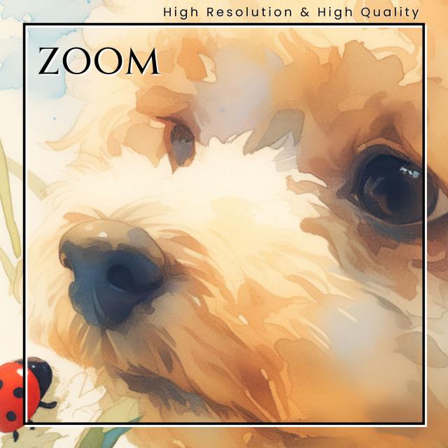 【天犬戯舞 - トイプードル犬の子犬 No.9】夏・テントウムシ・子犬・うちの子記念日・ペットロス・アートポスター・犬の絵・犬のイラスト