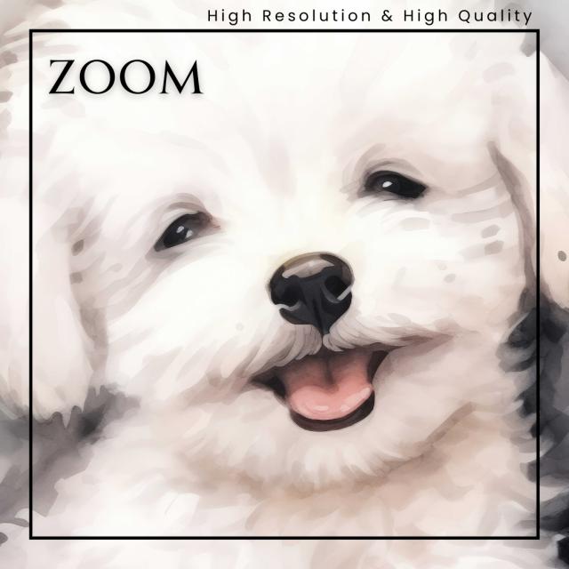 【夢心地 - ビションフリーゼ犬の子犬 No.1】かわいい・寝顔・癒し系・水彩画・北欧インテリア・アートポスター 犬の絵 犬の絵画 犬のイラスト