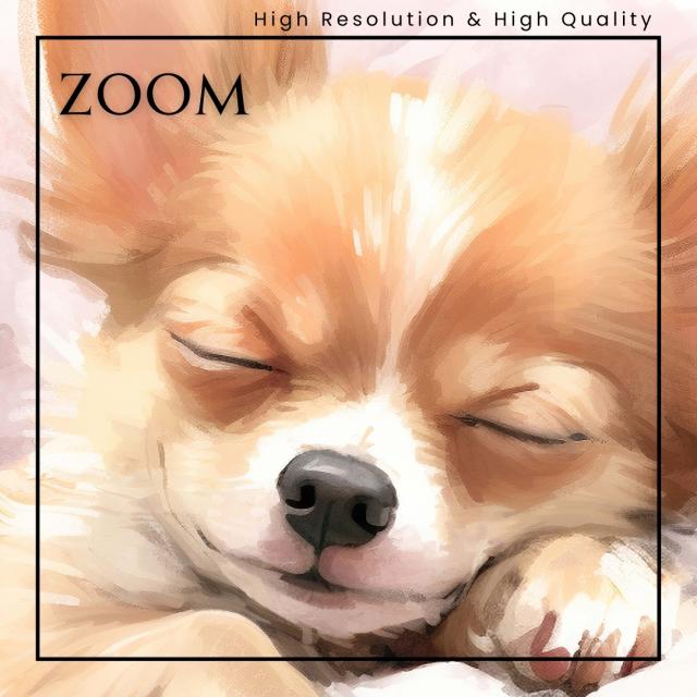 【夢心地 - チワワ犬の子犬 No.4】かわいい・寝顔・癒し系・水彩画・北欧インテリア・アートポスター 犬の絵 犬の絵画 犬のイラスト