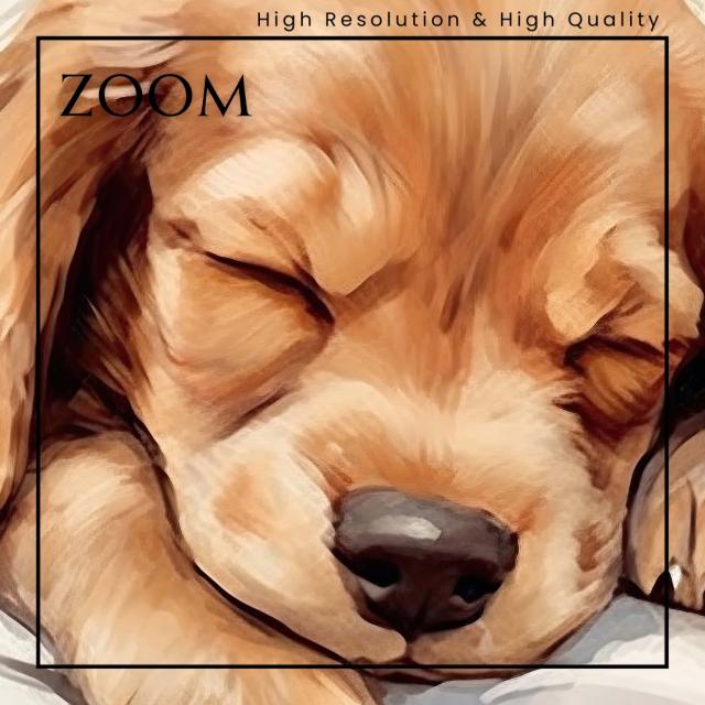 【夢心地 - コッカースパニエル犬の子犬 No.1】かわいい・寝顔・癒し系・水彩画・北欧インテリア・アートポスター 犬の絵 犬の絵画 犬のイラスト