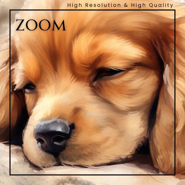 【夢心地 - コッカースパニエル犬の子犬 No.2】かわいい・寝顔・癒し系・水彩画・北欧インテリア・アートポスター 犬の絵 犬の絵画 犬のイラスト