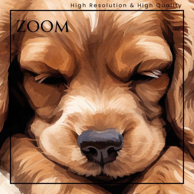 【夢心地 - コッカースパニエル犬の子犬 No.3】かわいい・寝顔・癒し系・水彩画・北欧インテリア・アートポスター 犬の絵 犬の絵画 犬のイラスト