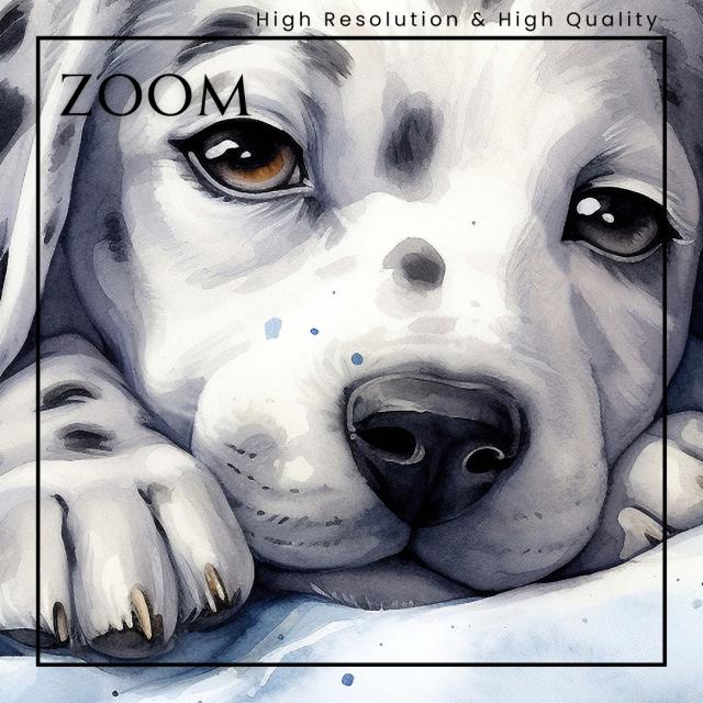【夢心地 - ダルメシアン犬の子犬 No.5】かわいい・寝顔・癒し系・水彩画・北欧インテリア・アートポスター 犬の絵 犬の絵画 犬のイラスト 7,742円