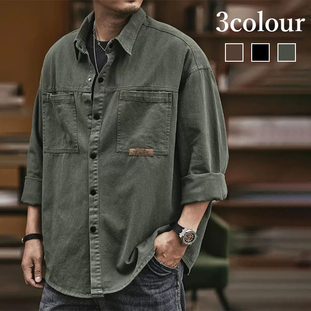 【２OFF!】シャツ メンズ 長袖シャツ オーバーサイズシャツ ビッグシルエット シャツ ドロップショルダー 羽織り カジュアルシャツ 大きいサイズ ゆったりサイズ 無地 ファッション春服 秋服 メンズファッション